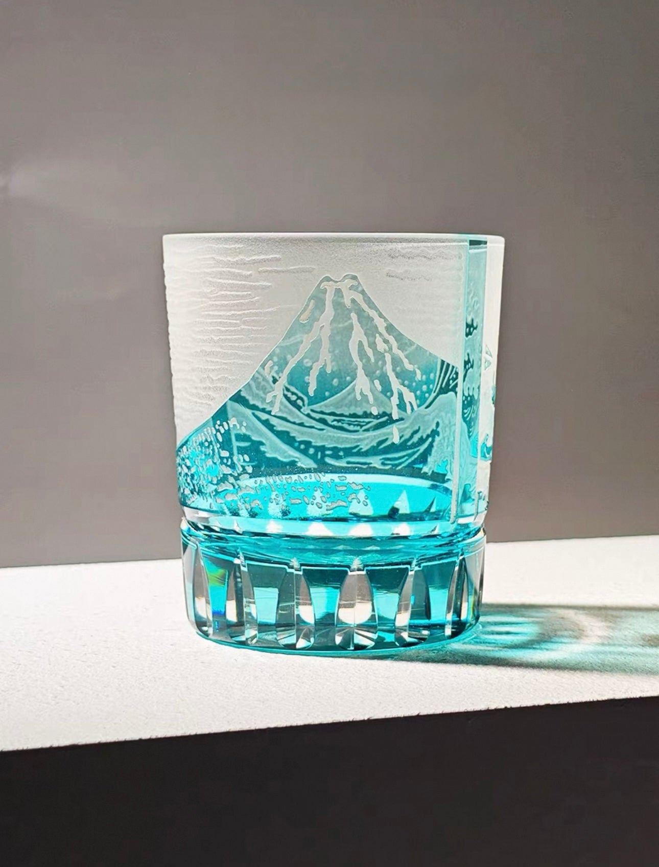 Edo Kiriko Handcrafted "Fuji Wave" Whiskey Glass Collection