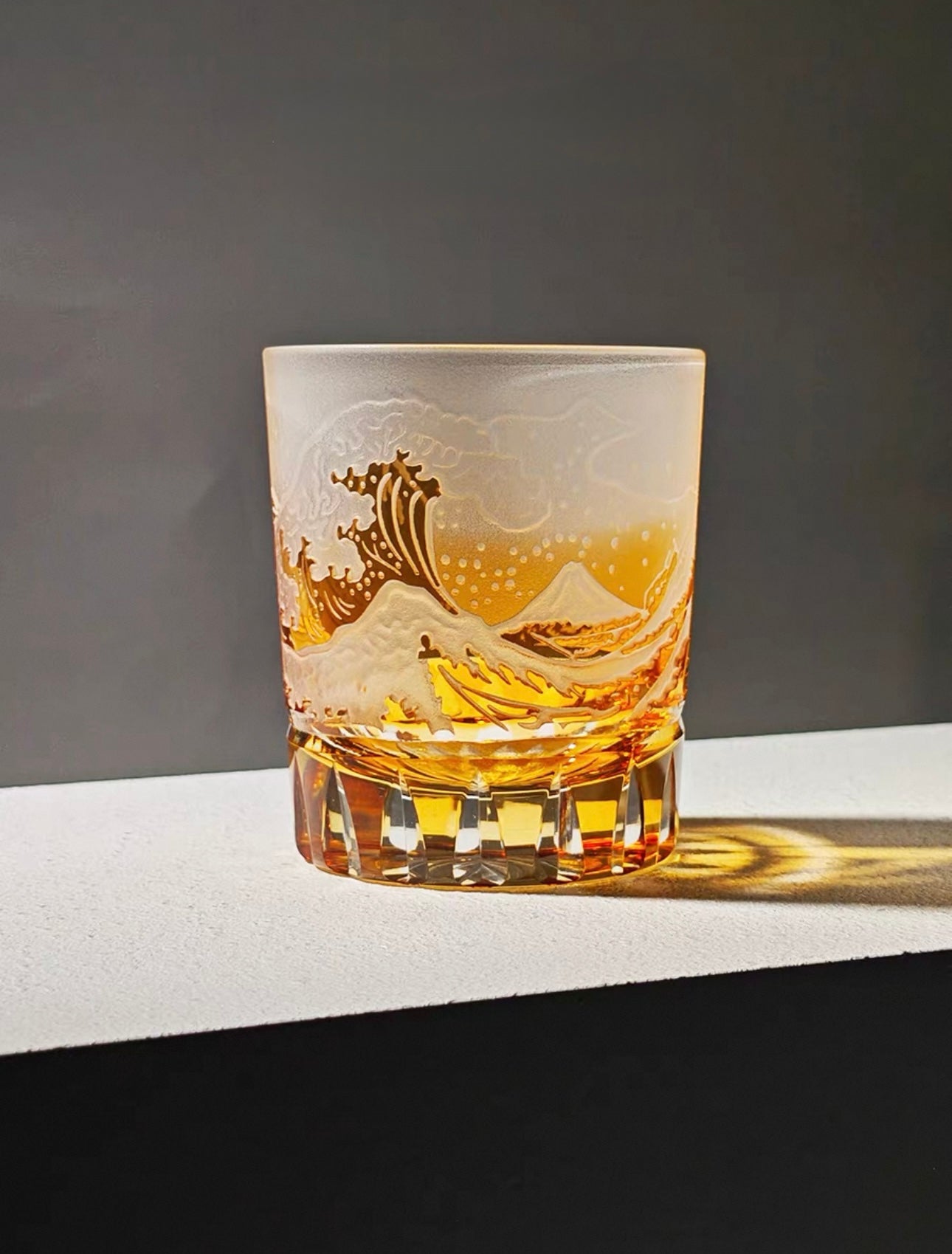 Edo Kiriko Handcrafted "Fuji Wave" Whiskey Glass Collection