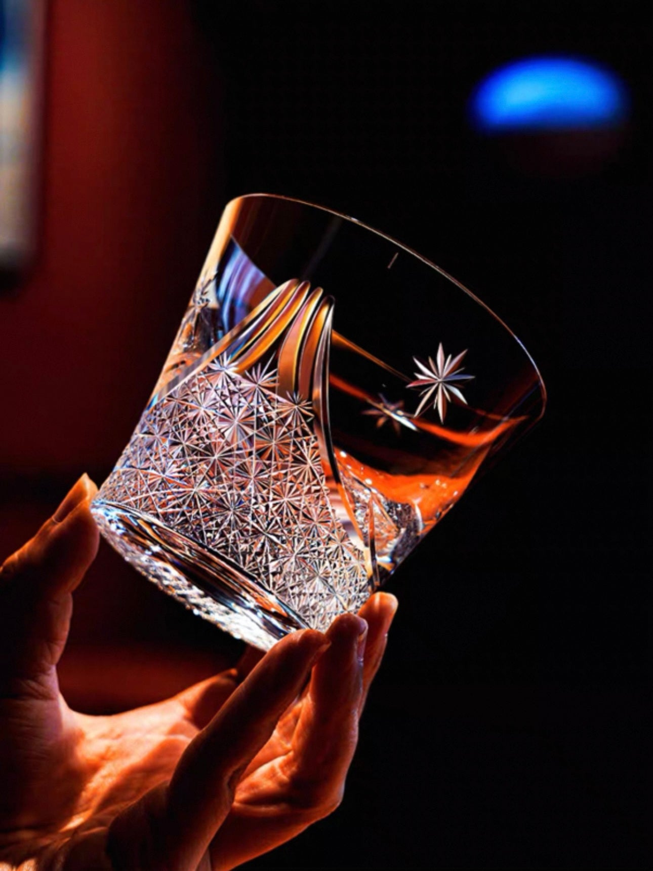 Handcrafted Japanese "Mount Fuji" Cut-Glass Tumbler