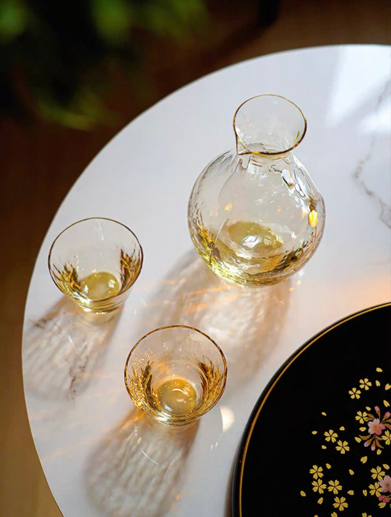 Japanese Amber Hammered Ice Sake Set - Thumbnail 3