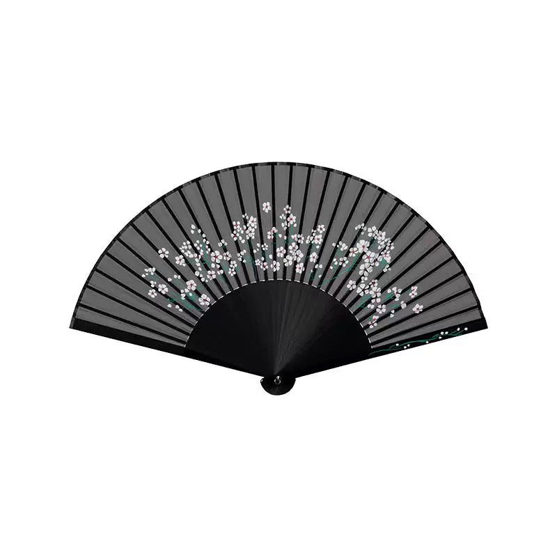 All-Bamboo Rib Silk Folding Fan | Daisy, Lily & Hibiscus Collection