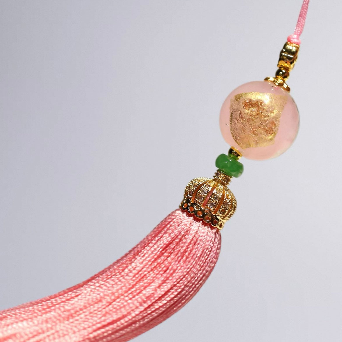 Handmade Glazed Crown Fan Tassel | Premium Folding Fan Accessory