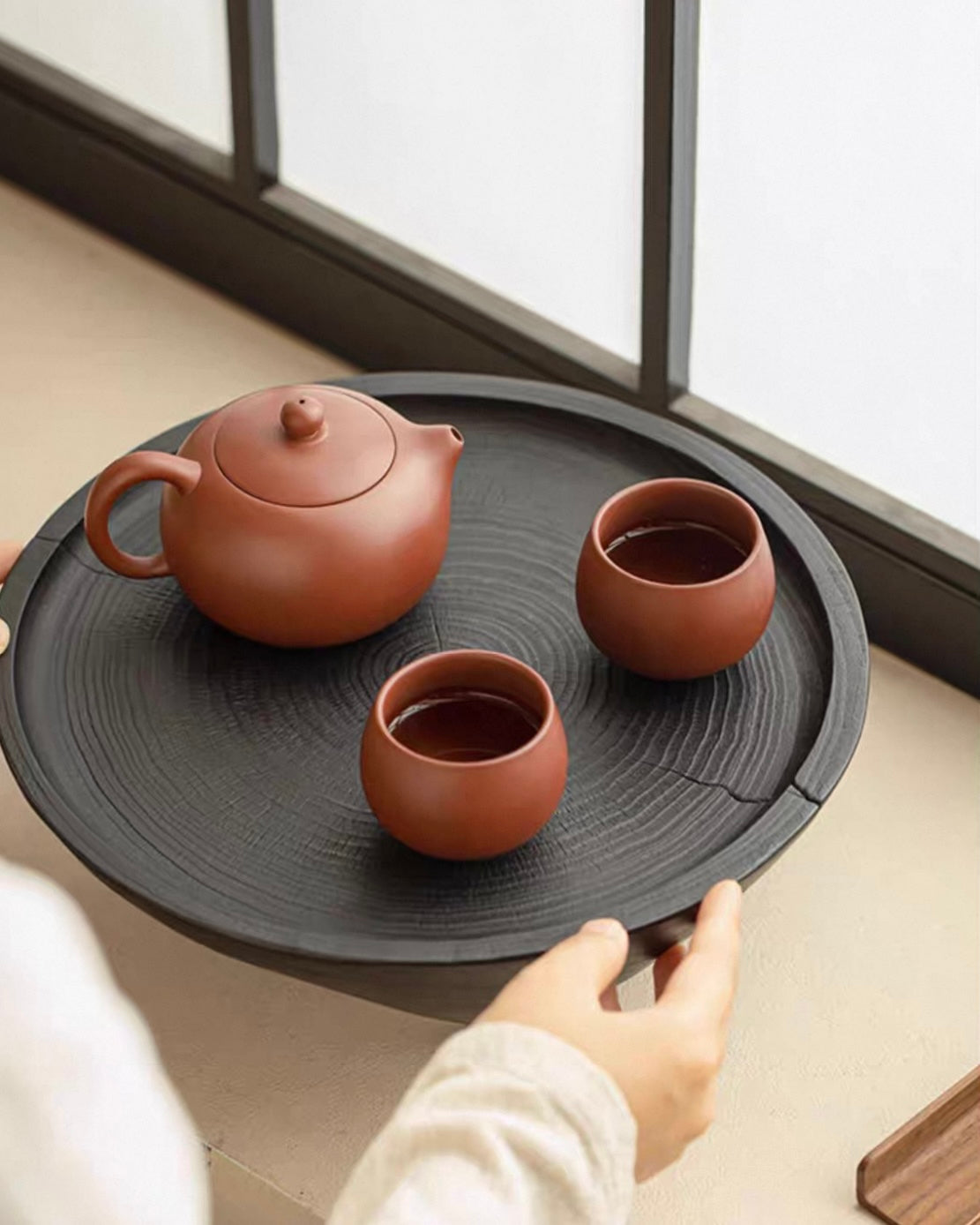 Minimalist Luxury Purple Clay Tea Set | Compact Trio for Home & Office
