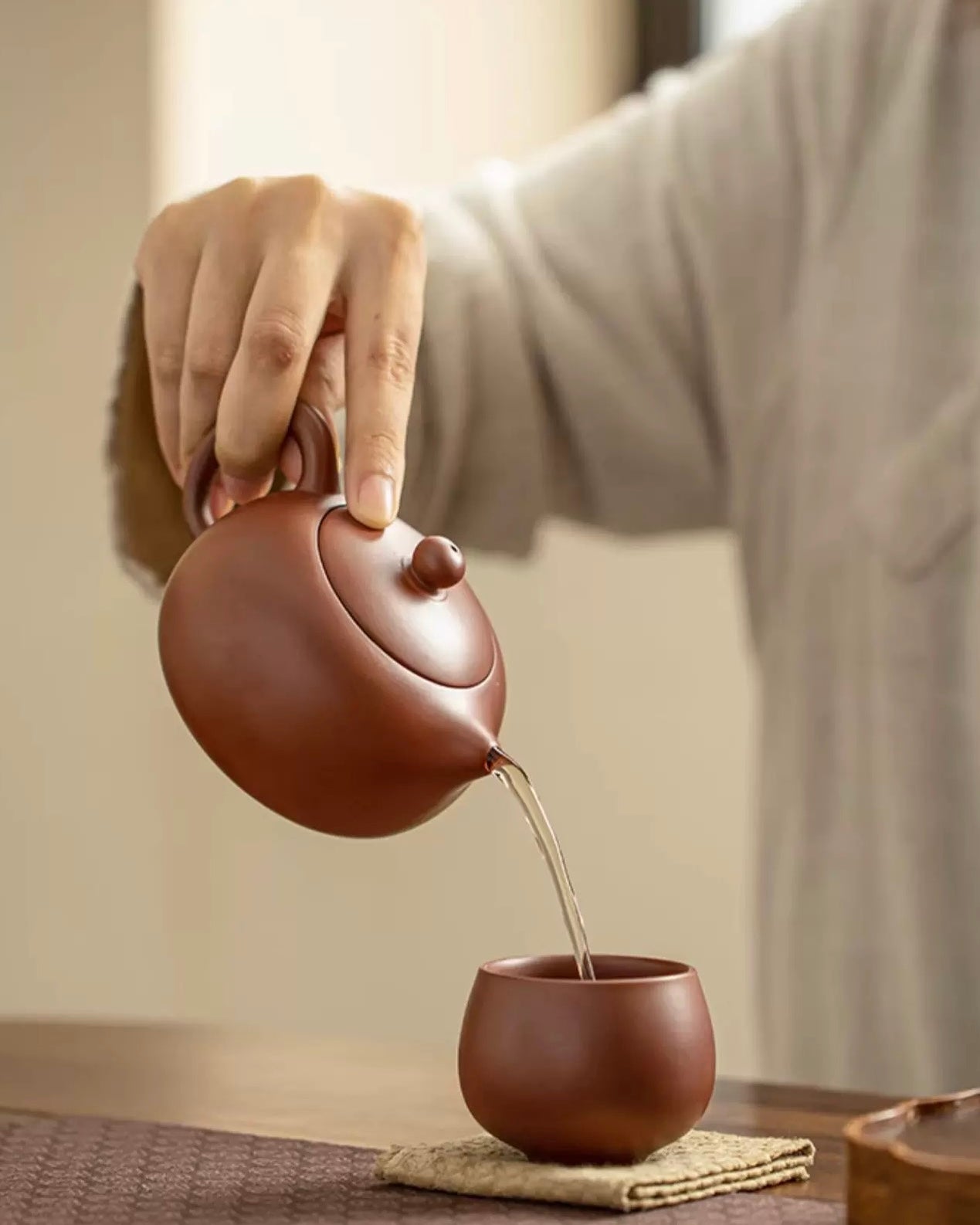 Minimalist Luxury Purple Clay Tea Set | Compact Trio for Home & Office