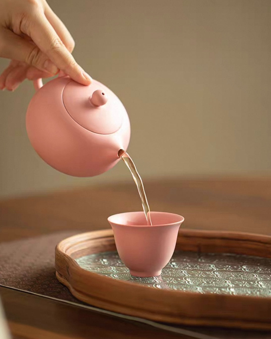 Feminine Luxury "Pink Sand" Xishi Tea Set | Handcrafted Purple Clay Trio