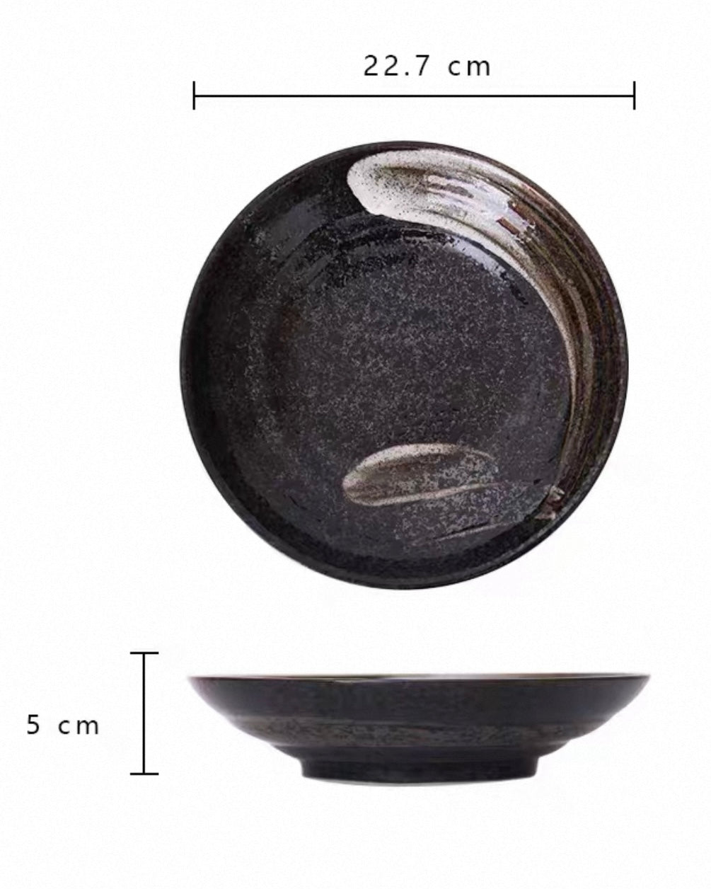 Japanese Imported Mino-Ware Coarse Pottery Large Dinner Plate