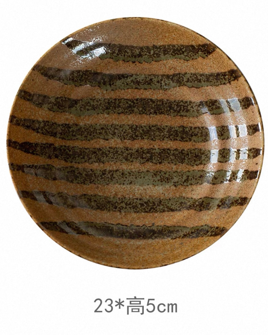 Japanese Imported Mino-Ware Coarse Pottery Large Dinner Plate - Thumbnail 5