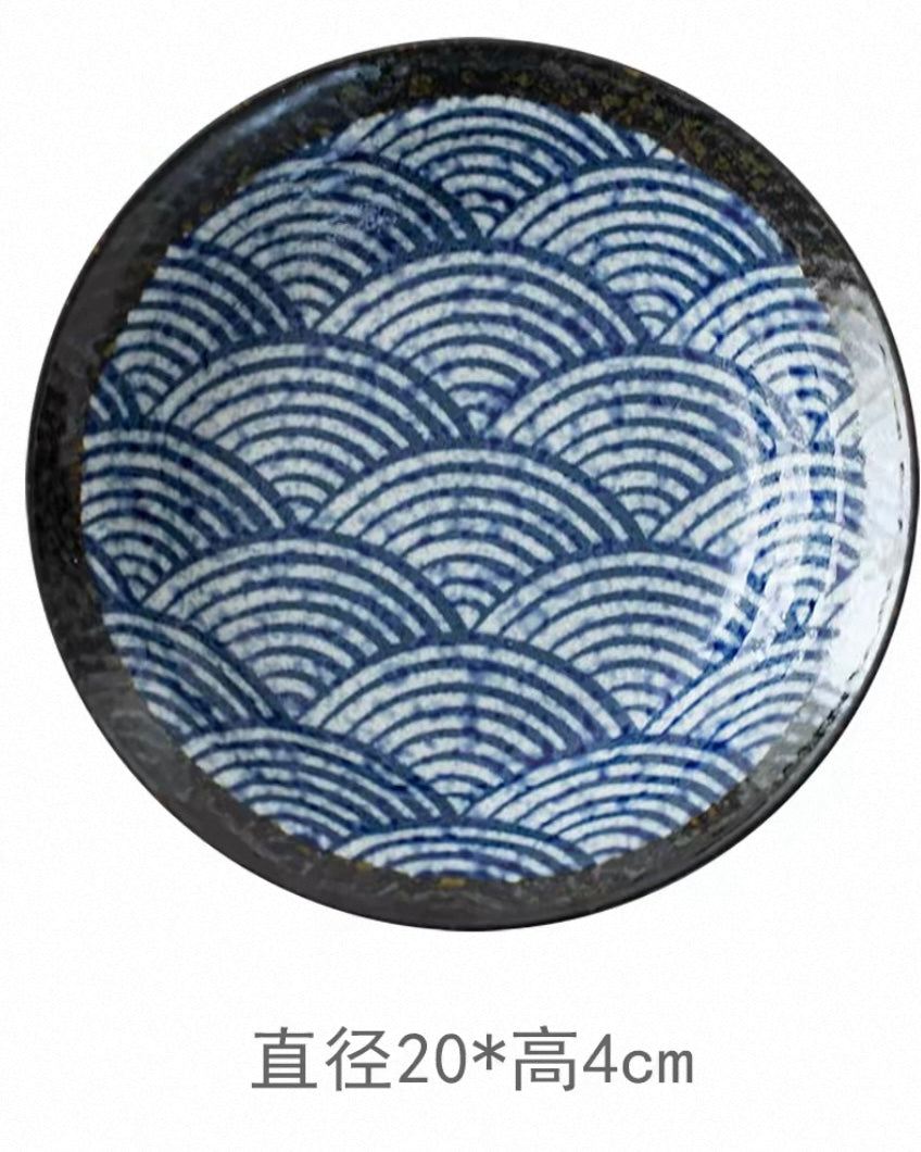 Japanese Imported Mino-Ware Coarse Pottery Large Dinner Plate - Thumbnail 4