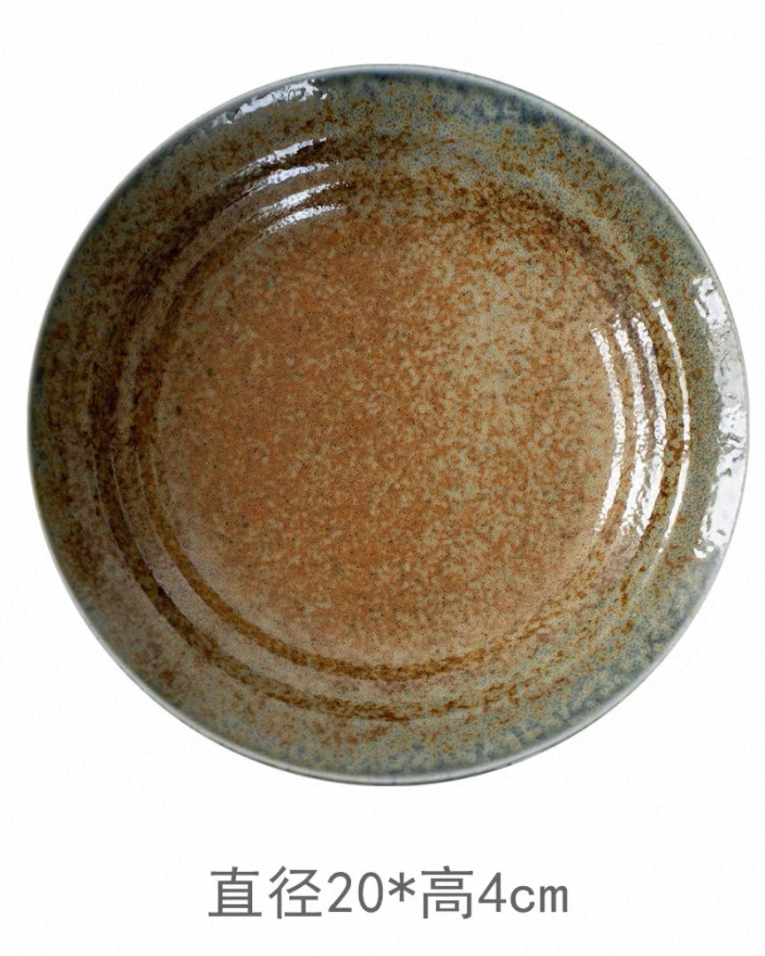 Japanese Imported Mino-Ware Coarse Pottery Large Dinner Plate - Thumbnail 2