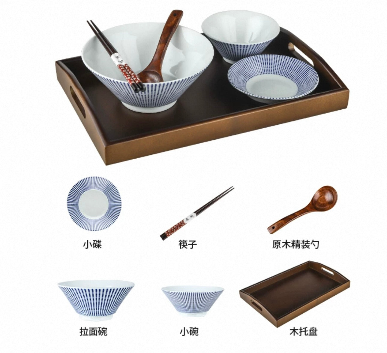 Authentic Japanese Ramen Bowl Set - Handcrafted Ceramic Dinnerware Set of 6