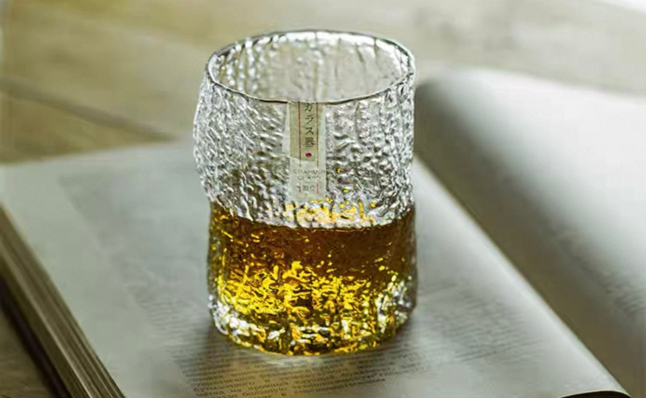 Handcrafted Edo Kiriko Whisky Glass with Crumple Pattern - Authentic Japanese Artistry