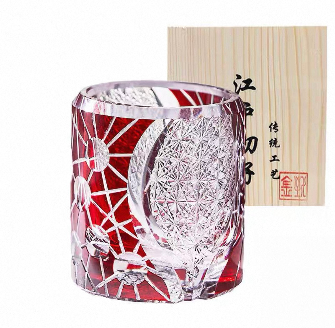 Edo Kiriko Handcrafted Night Jewel Whisky Glass – A Glimmer of Midnight Majesty