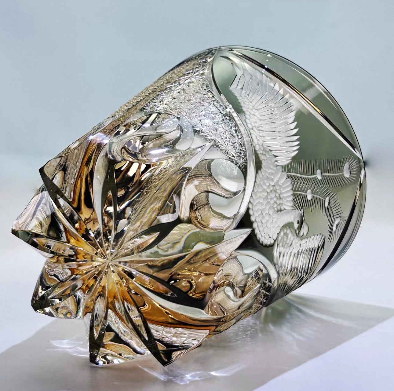 Edo Kiriko Handcrafted Dancing Phoenix Whisky Glass – A Soaring Symphony in Crystal
