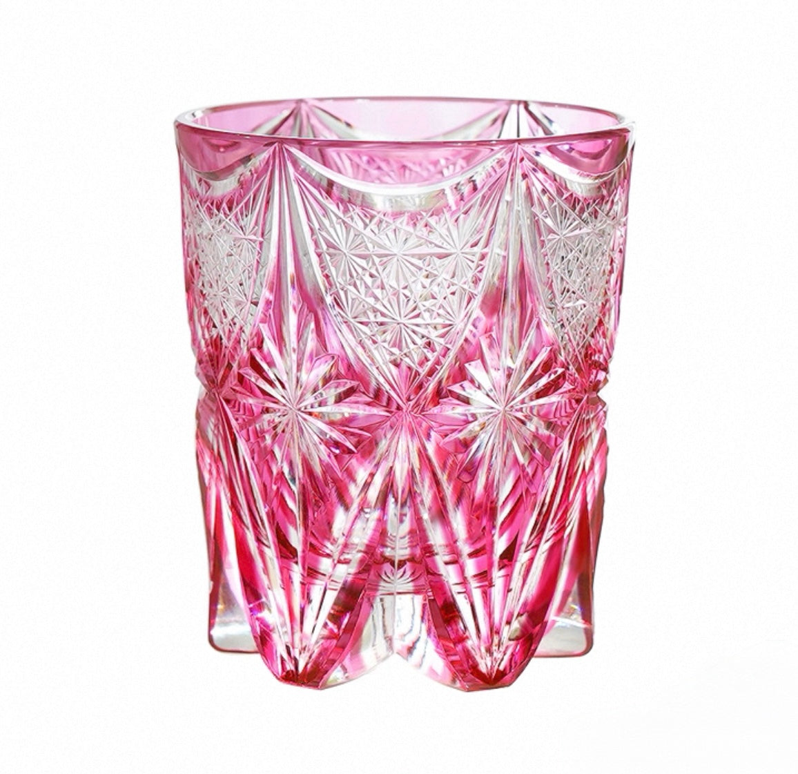 Edo Kiriko Handcrafted "Ruby Agave" Whisky Glass – A Desert Bloom of Fiery Brilliance