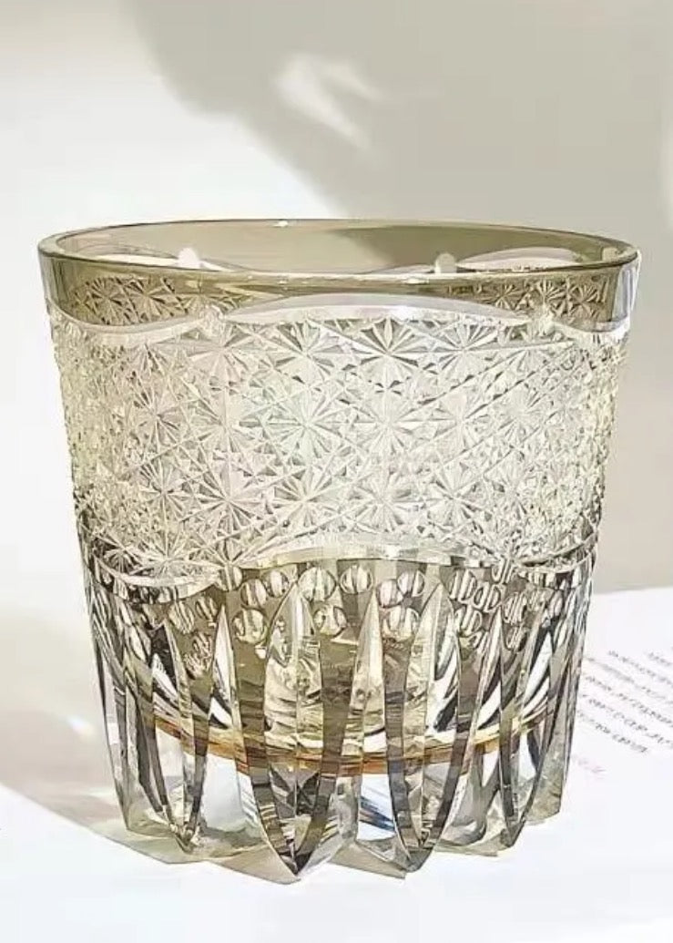 Edo Kiriko Handcrafted Aokiku Whisky Glass – A Verdant Bloom of Imperial Elegance in Crystal